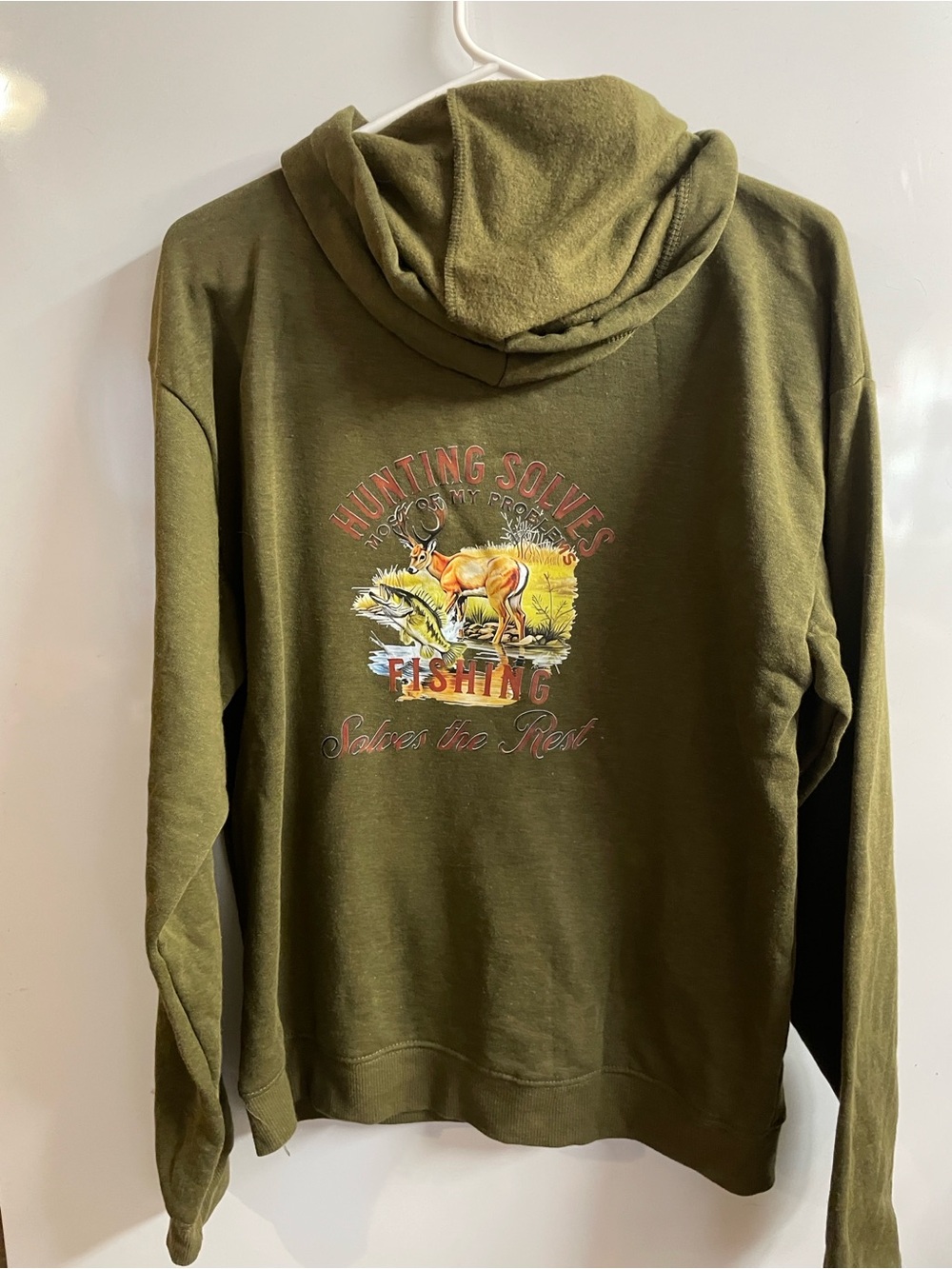 Olive Green Hunting & Fishing Graphic Hoodie